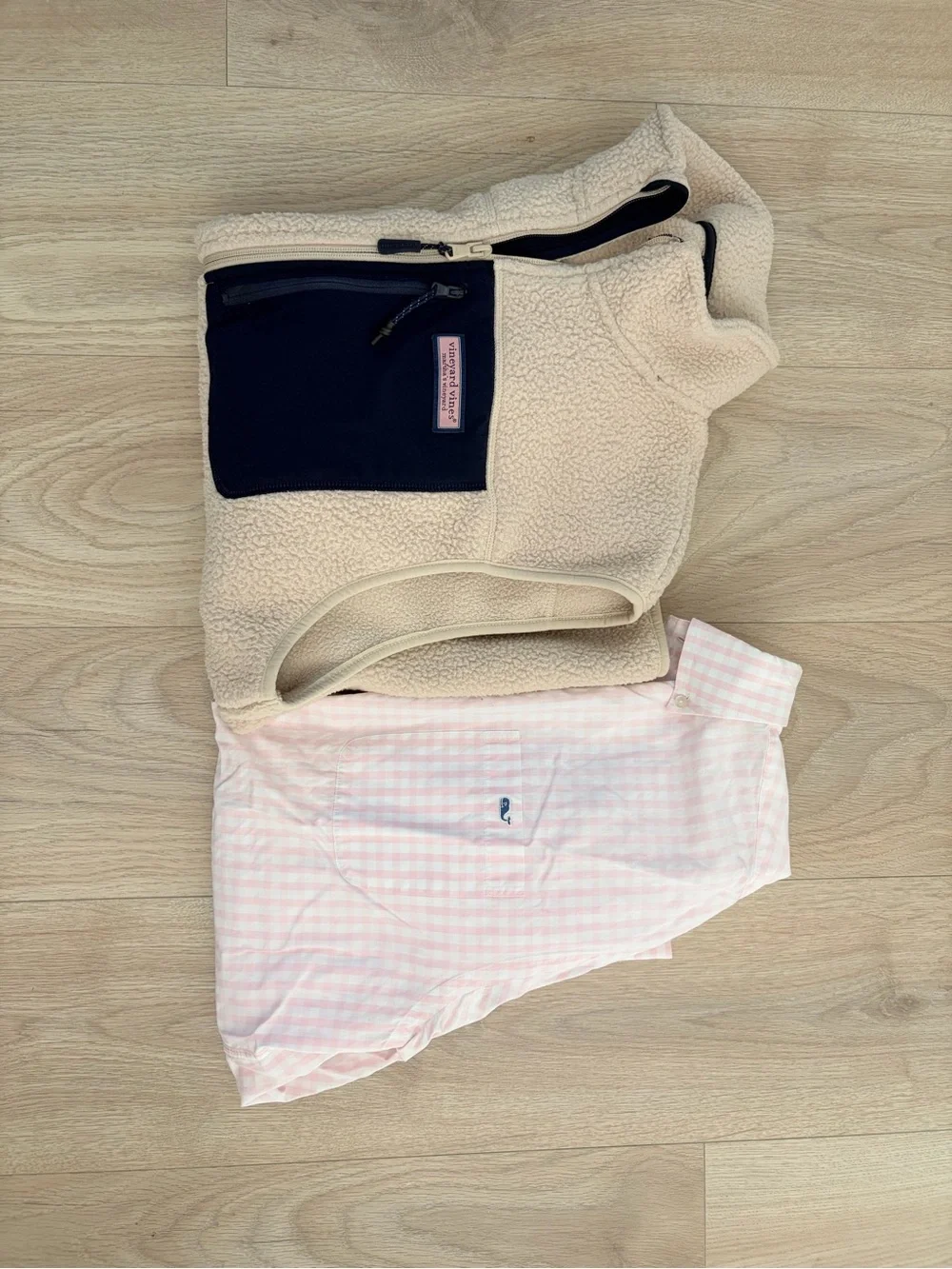 Vineyard Vines Sherpa Vest and Gingham Tucker Shirt